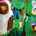 nursery wall art mushroom wall hanging with an owl and bunny woodland house 10" x 7,5"