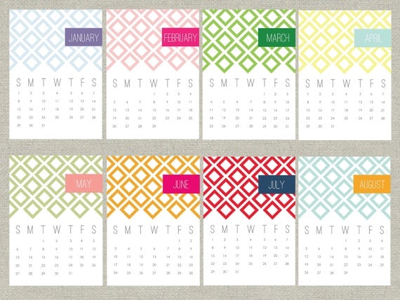 Printable 2012 Calendar - 5 x 7 inches