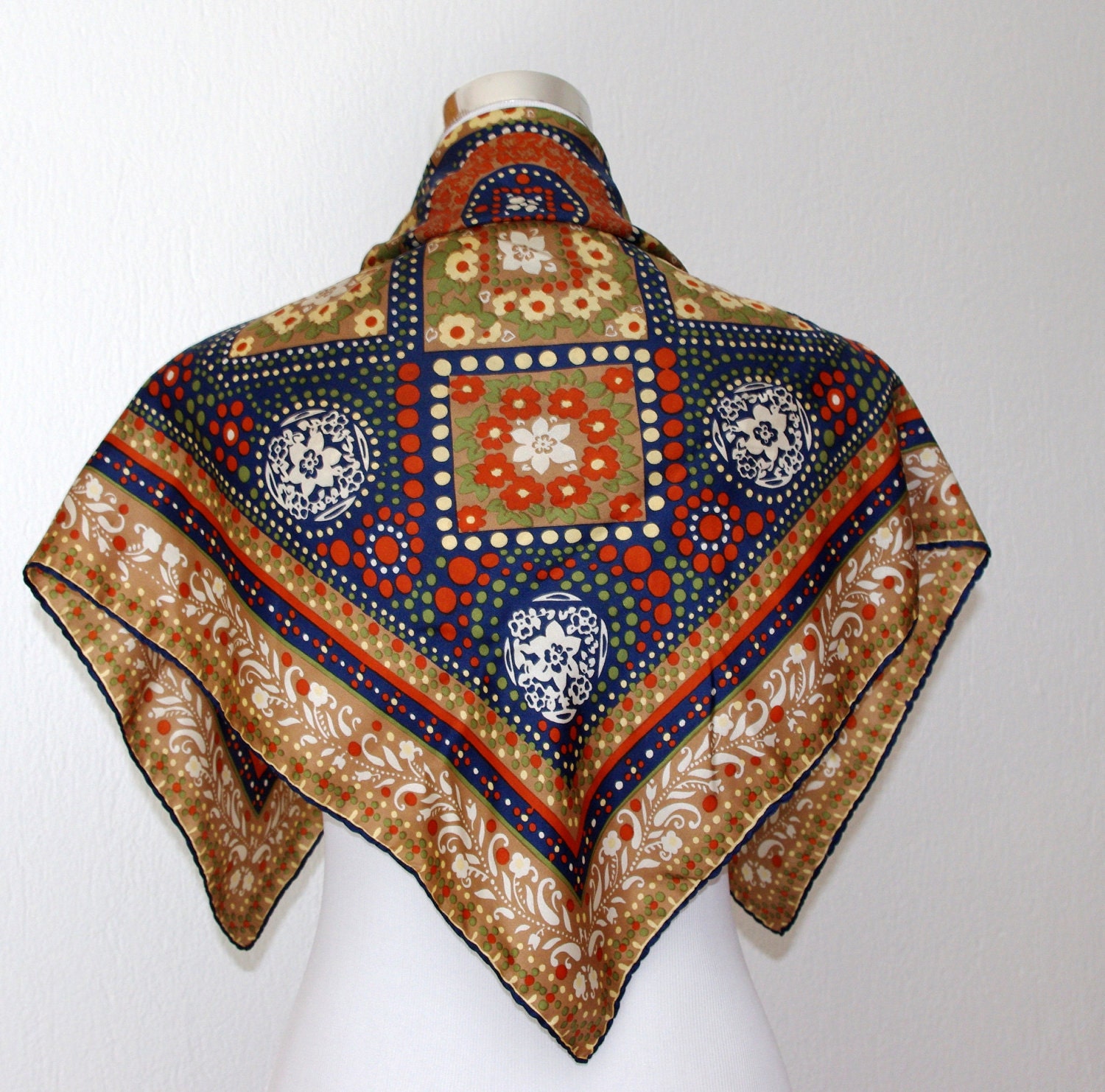 1950s Silk Scarf, French Vintage Scarf, Silk Scarf