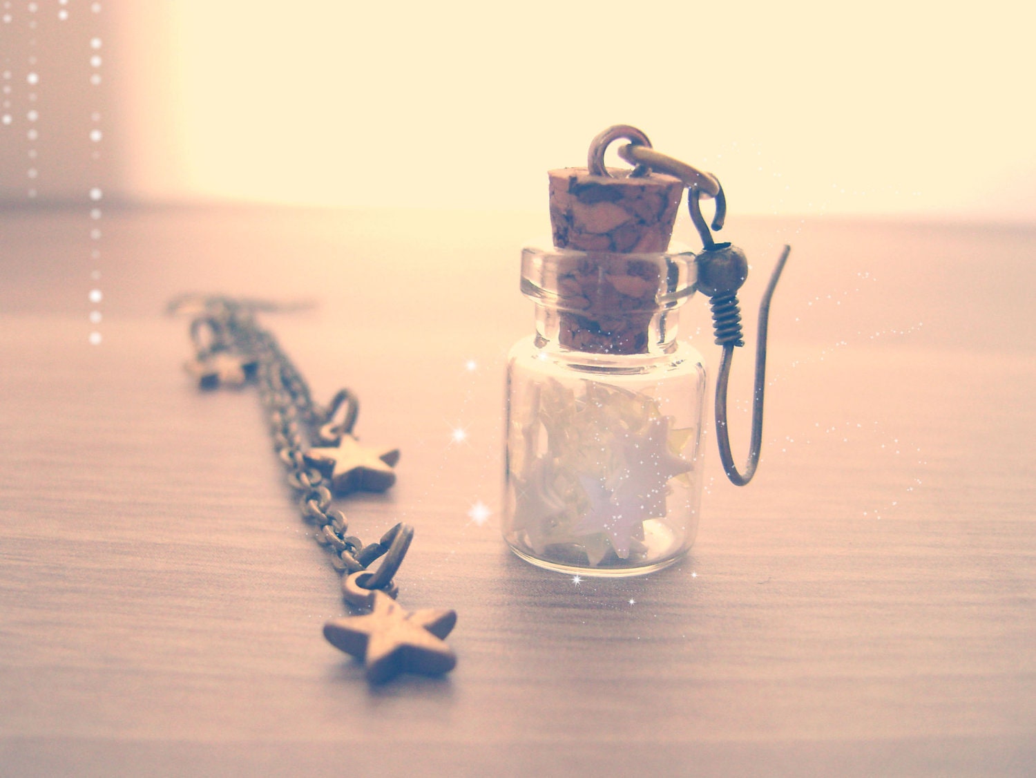 Stars Bottle Earrings. Falling stars. Asymmetrical earrings. Stars in a Bottle. Whimsical earrings, accesories