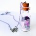 Hearts Bottle Necklace Purple Magic Vial Snow Glitter Butterfly Whimsical design Romantic Gift ideas