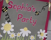 Daisy & Bumble Bee Party Door Sign