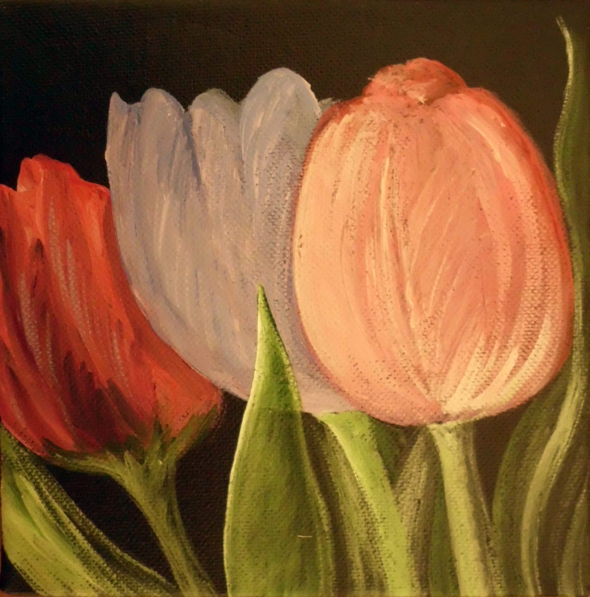 Tulip original painting is number 20 in the "Alphabet Floral" series