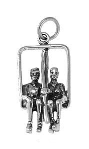 3d ski lift skiing charm sterling silver 925 snowboard Real Sterling silver 925 pendant Charm jewelry