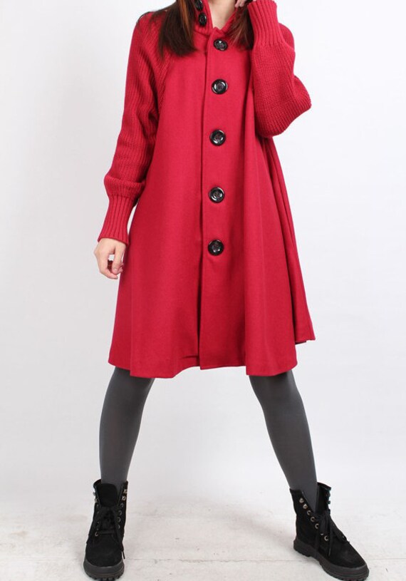 Knitted sleeve wool cape coat (4 color)