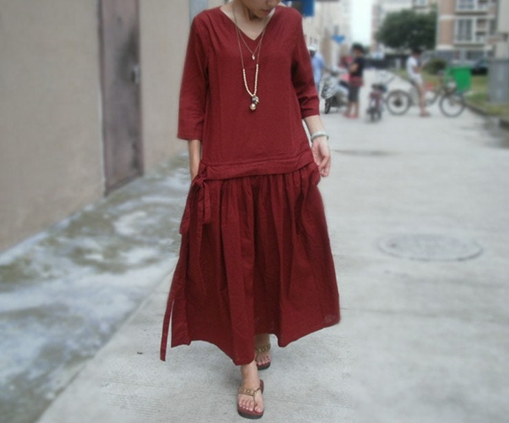 linen tunic wear long mini dress