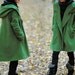 grass green Hoodie Wool cape winter coat