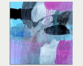 FREE SHIPPING - There's a fly on your ear - Original abstract painting, canvas, acrylic, large, 31x31