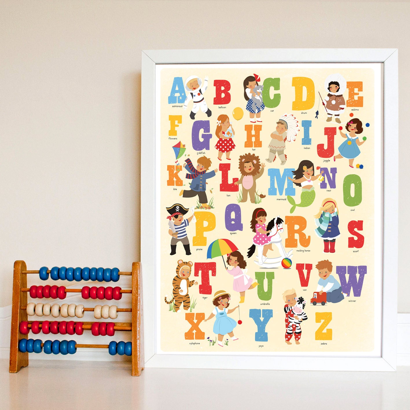 Unisex Alphabet Poster Print. 11x14 Homeschool. Teacher. ABC Bedroom Wall Art. Boys. Girls. - kindygarden