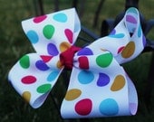 Big Bow - Polka Dot Hair Bow - Spring Hair bow - Large HairBow