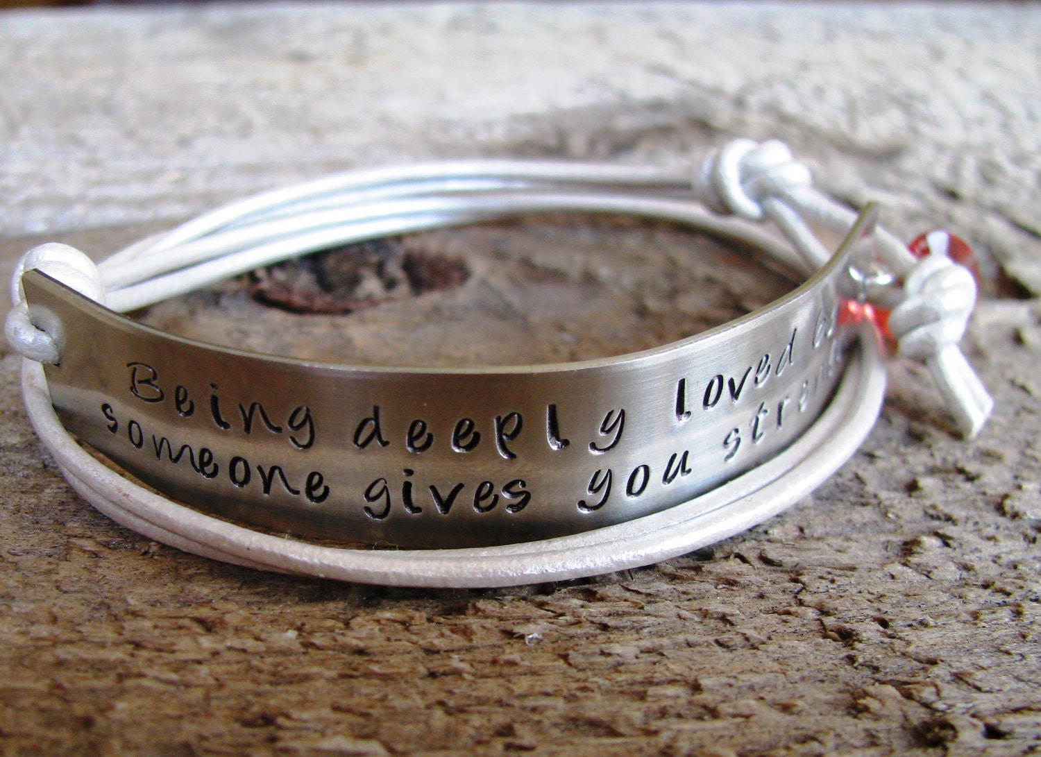 Wrap Bracelet Inspirational Hand Stamped and Personalized- To Be Loved...