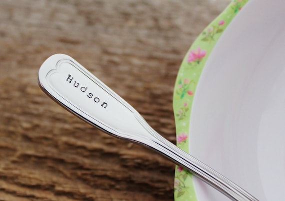 Personalized Baby Spoon Hand Stamped - Birthday, Baptism, Christening, Just Because They're So Cute Gift