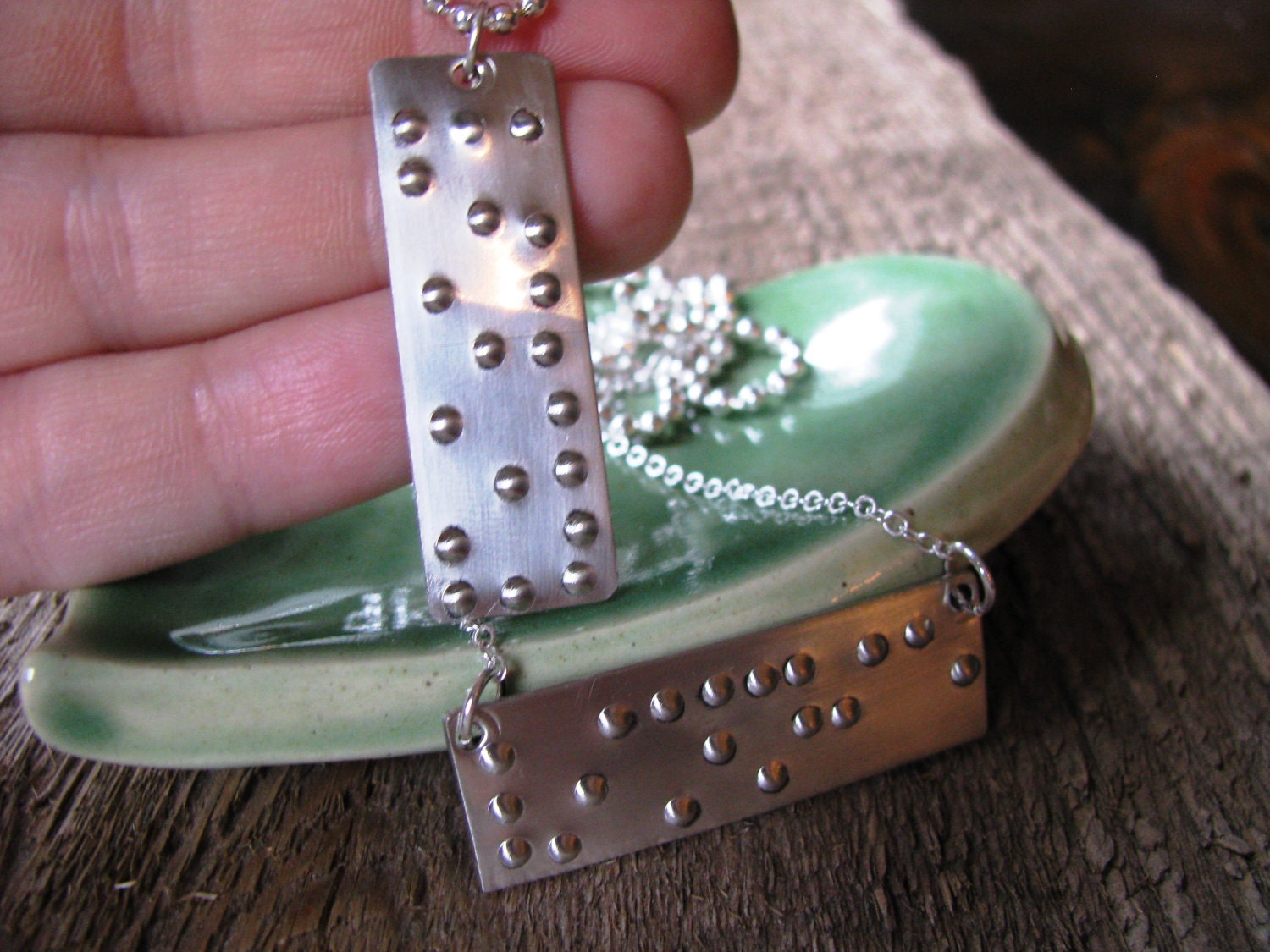 Braille His and Hers Secret Message Necklaces- Personalized Say It With Braille