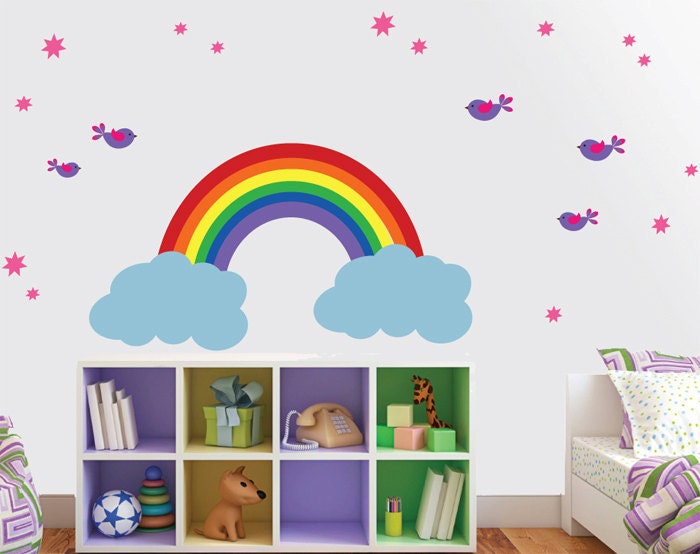 Wall Decal - Rainbow Wall Decal - Childrens Reusable Wall Decals - SK309SWA