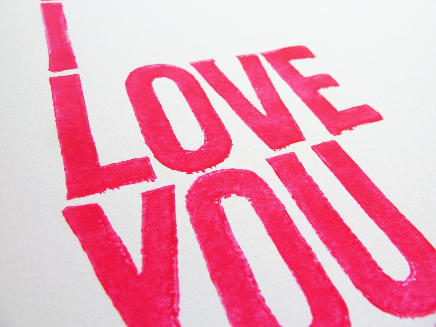 TYPOGRAPHY PRINT - Anniversary, Love, Wedding - Each Day I Love You More (Magenta) Linocut Art 8x10