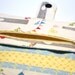 Fox Wallet Bifold, Organic Fabric Woodland Party , Vegan Wallet Blue, Yellow, Grey, Made to Order