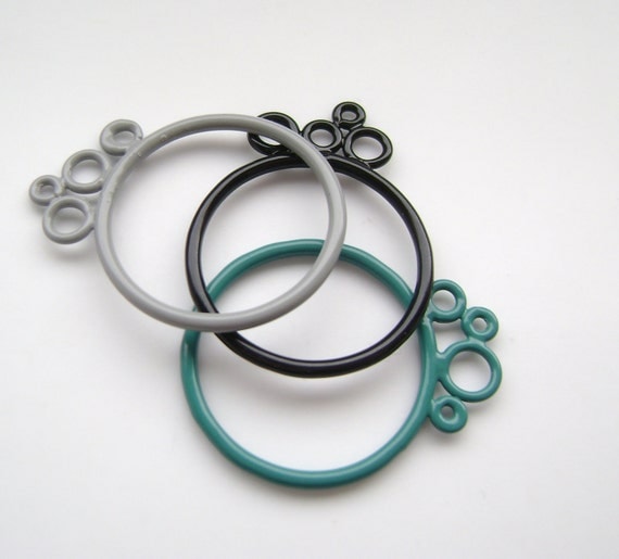 black grey and turquoise stacking bubble rings