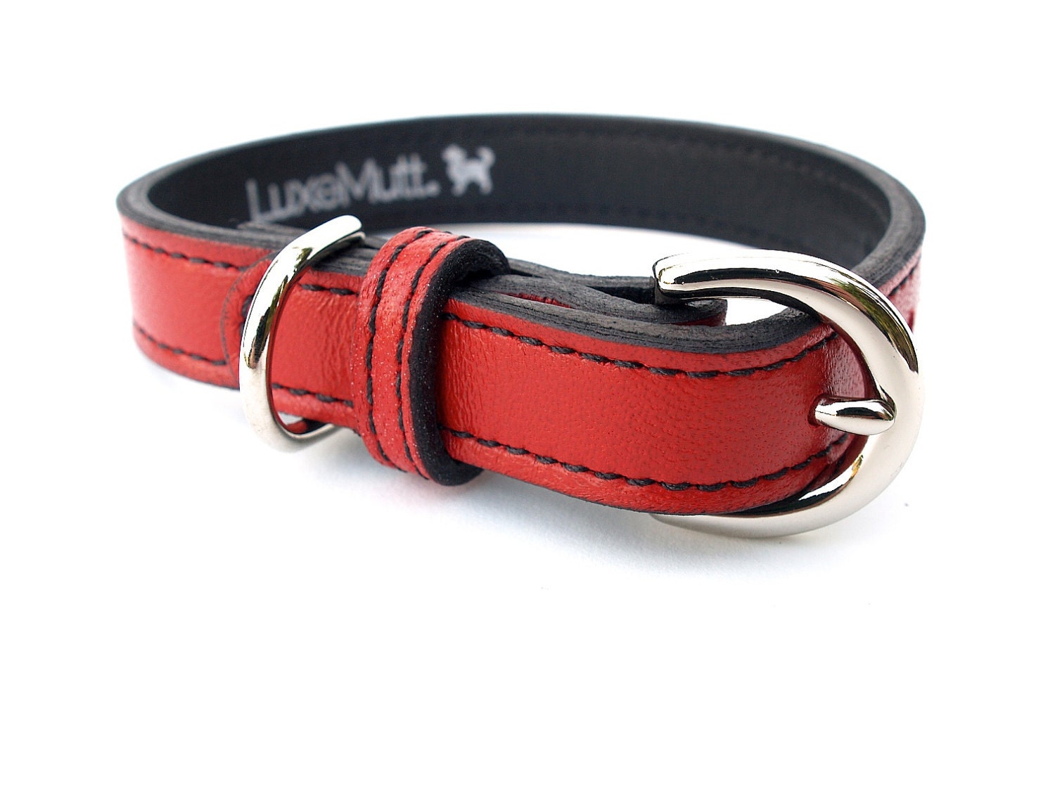 MINIMALIST Leather Dog Collar - Renegade Red