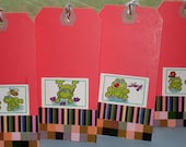 Paper Goods Tags Party Favor Tags or Gift Tags  w Green Frogs & Washi Tape