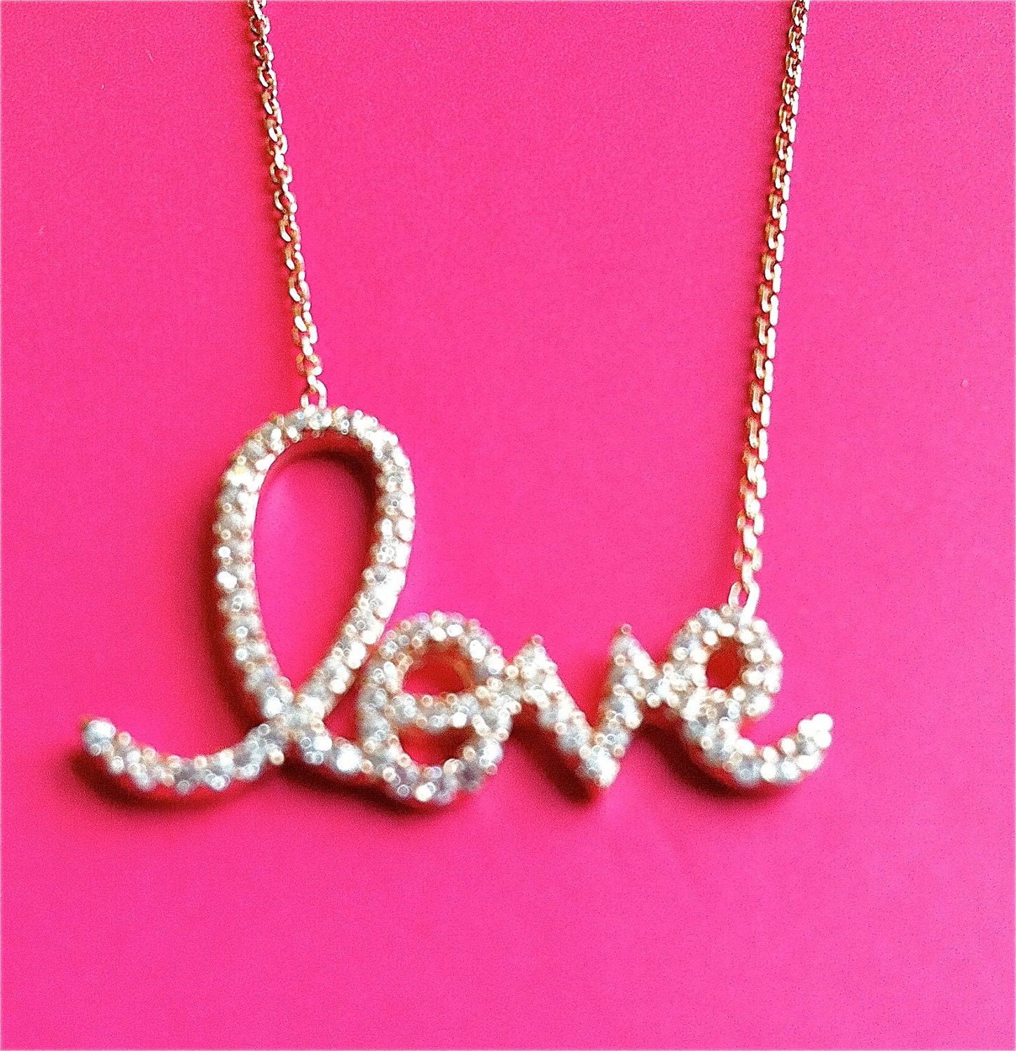 LOVE NECKLACE, Sterling silver and cubic zirconia delicate necklace , bridesmaid jewelry