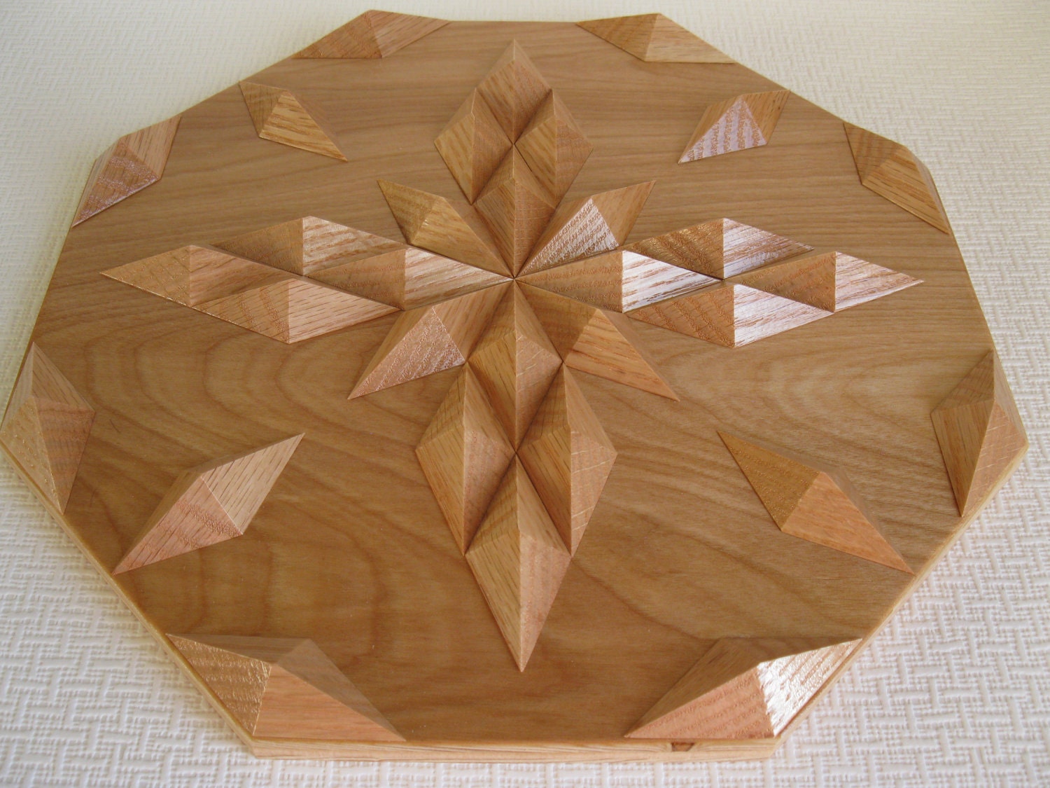 Oak wood table centerpiece, hot pad, wall art, or trivet.