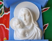 Rare Vintage Mary and Child 1950's Plastic Shrine-   So Kitschy and in Mint Condition-   Plastic made in Italy