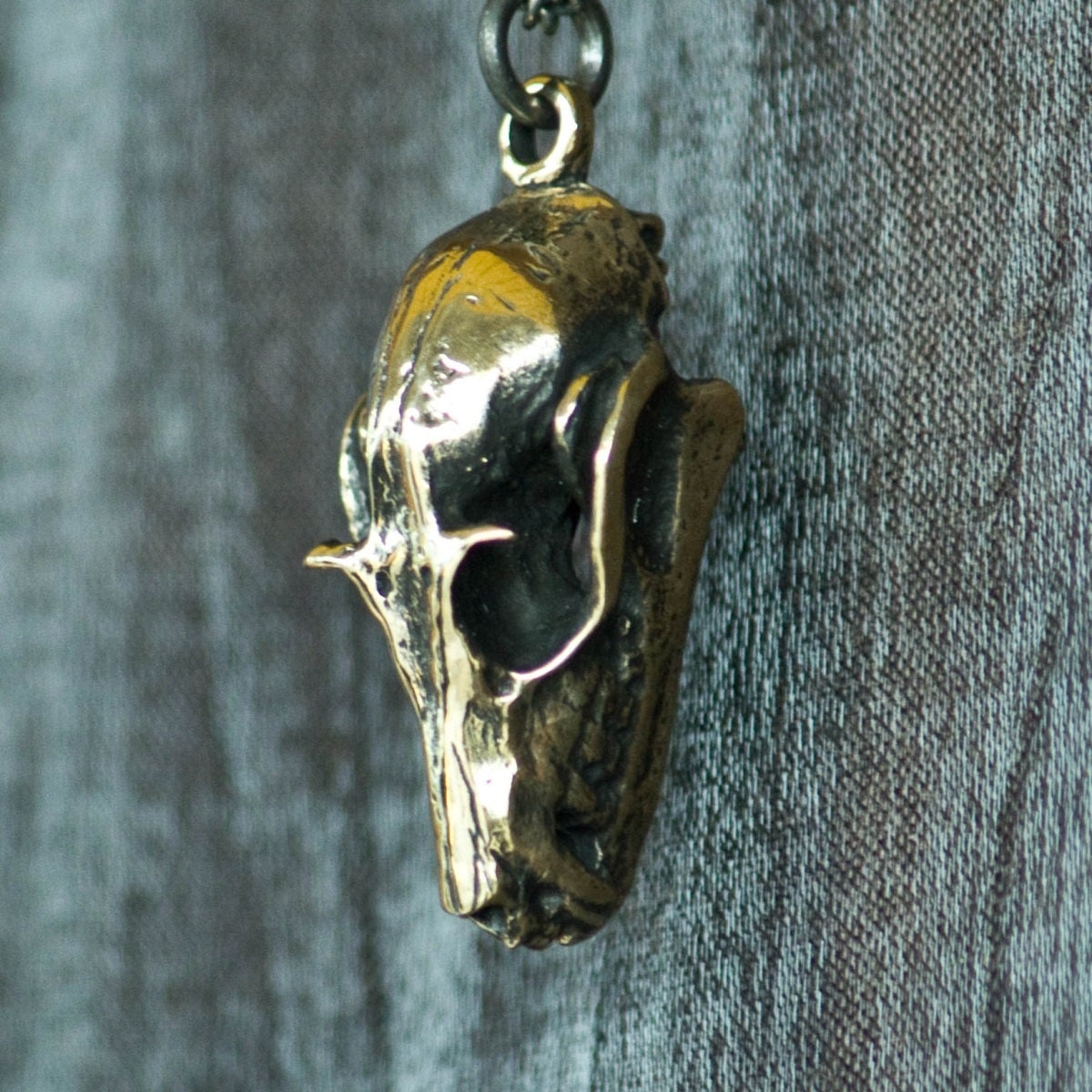 Megabat Bat Skull Pendant in Polished Bronze