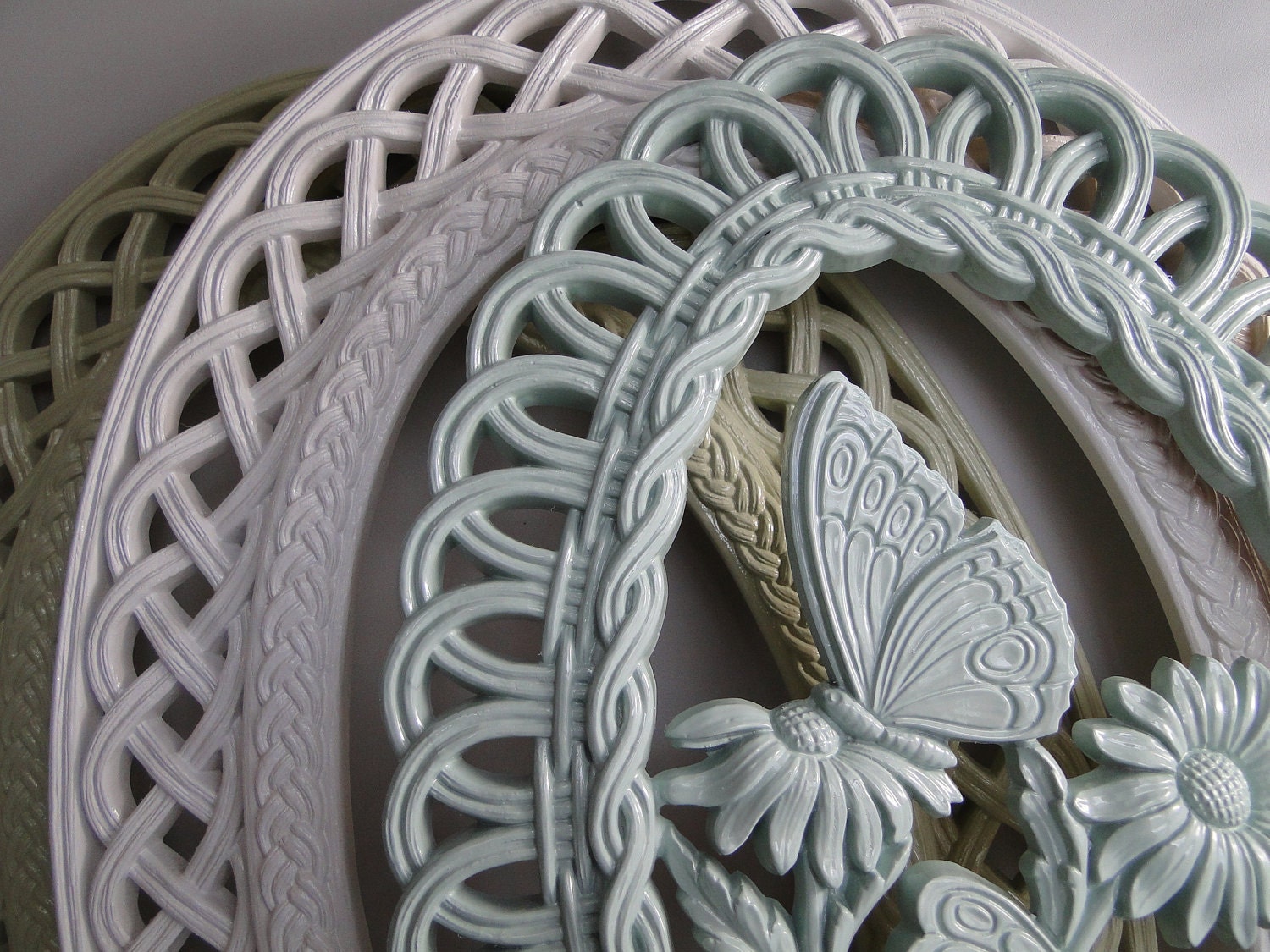 Frame Set Collection Gallery Wall butterflies green blue white "Cool Nursery"