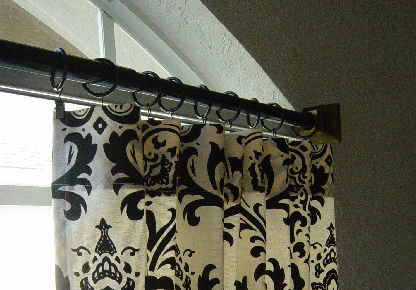 Pair of 2 panels 50 x 84 Black & Natural Damask Decorative Designer Custom Curtains Drapes