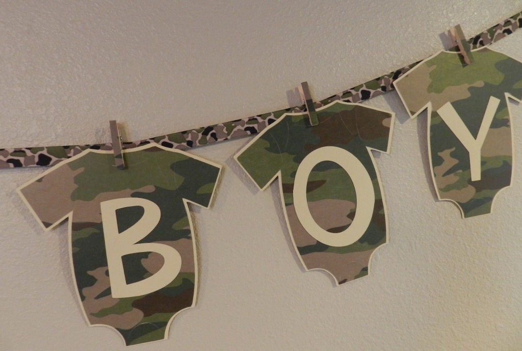 Camo One Piece Bodysuit Baby Shower Banner Its A Boy Il_170x135