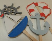 Nautical Cupcake Toppers Boat, Anchor, Helm, Life Preserver Il_170x135