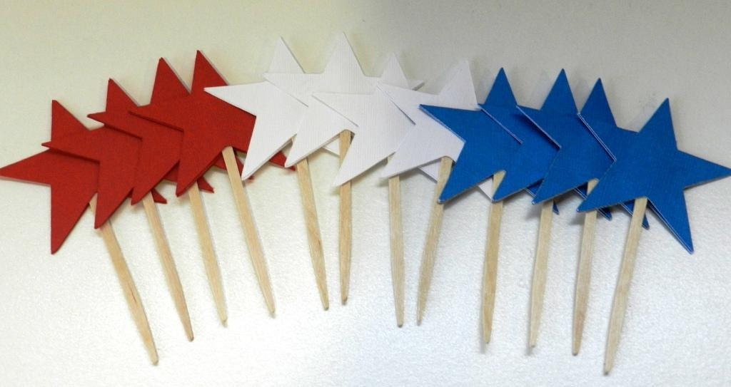 Fourth of July Cupcake Toppers Red White and Blue Stars Il_170x135