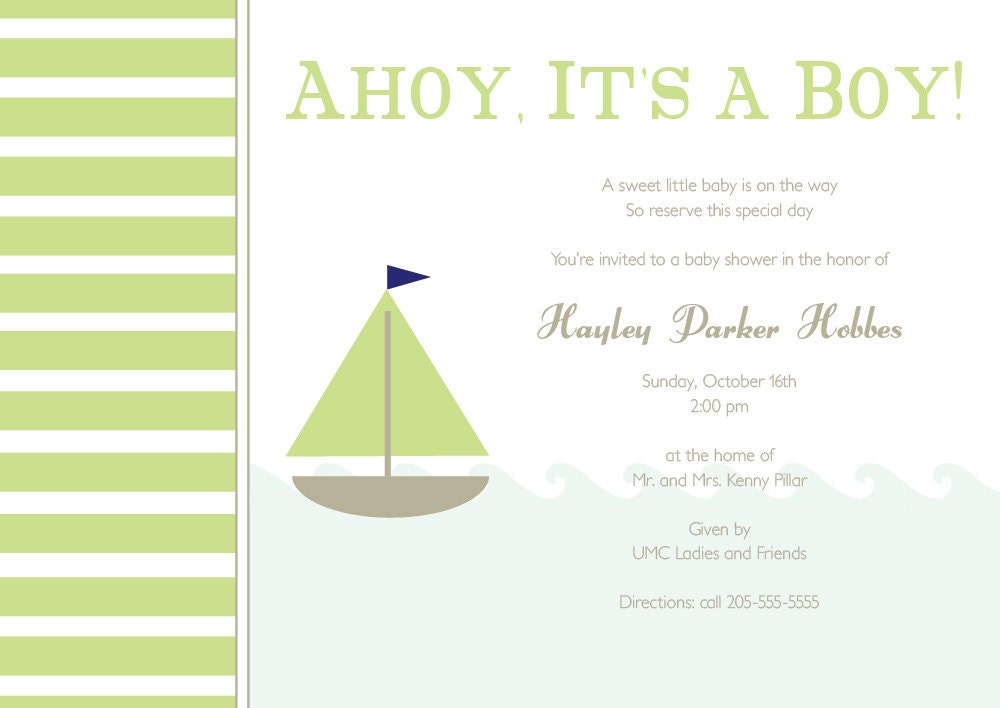 Ahoy, It's a Boy Baby Shower Invitation Printable PDF File