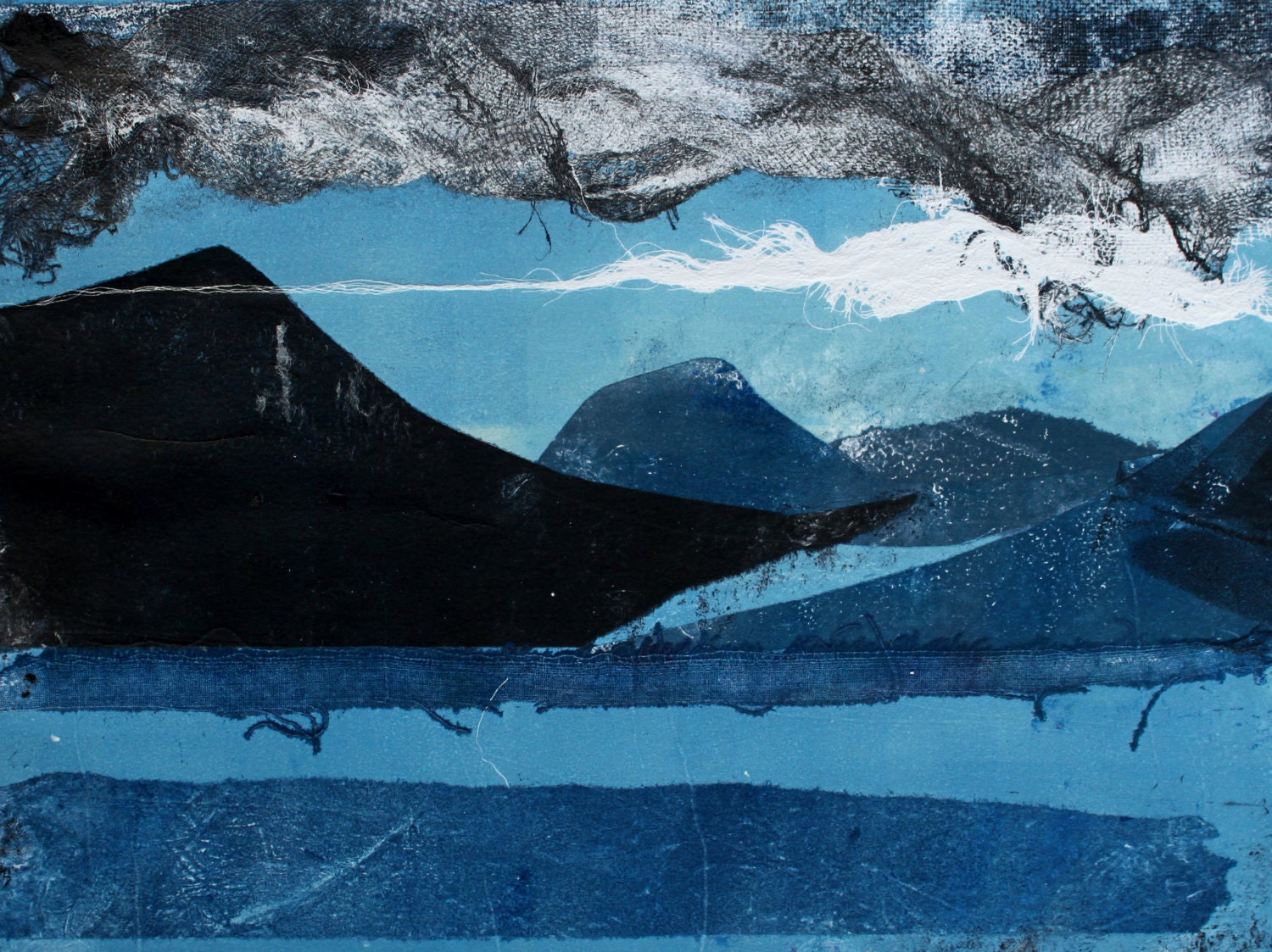 Break in the clouds - Derwentwater - Original Monoprint