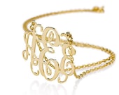 Monogram Necklace - 1.5 inch Personalized Monogram - Sterling silver 18k gold plated Name Necklace