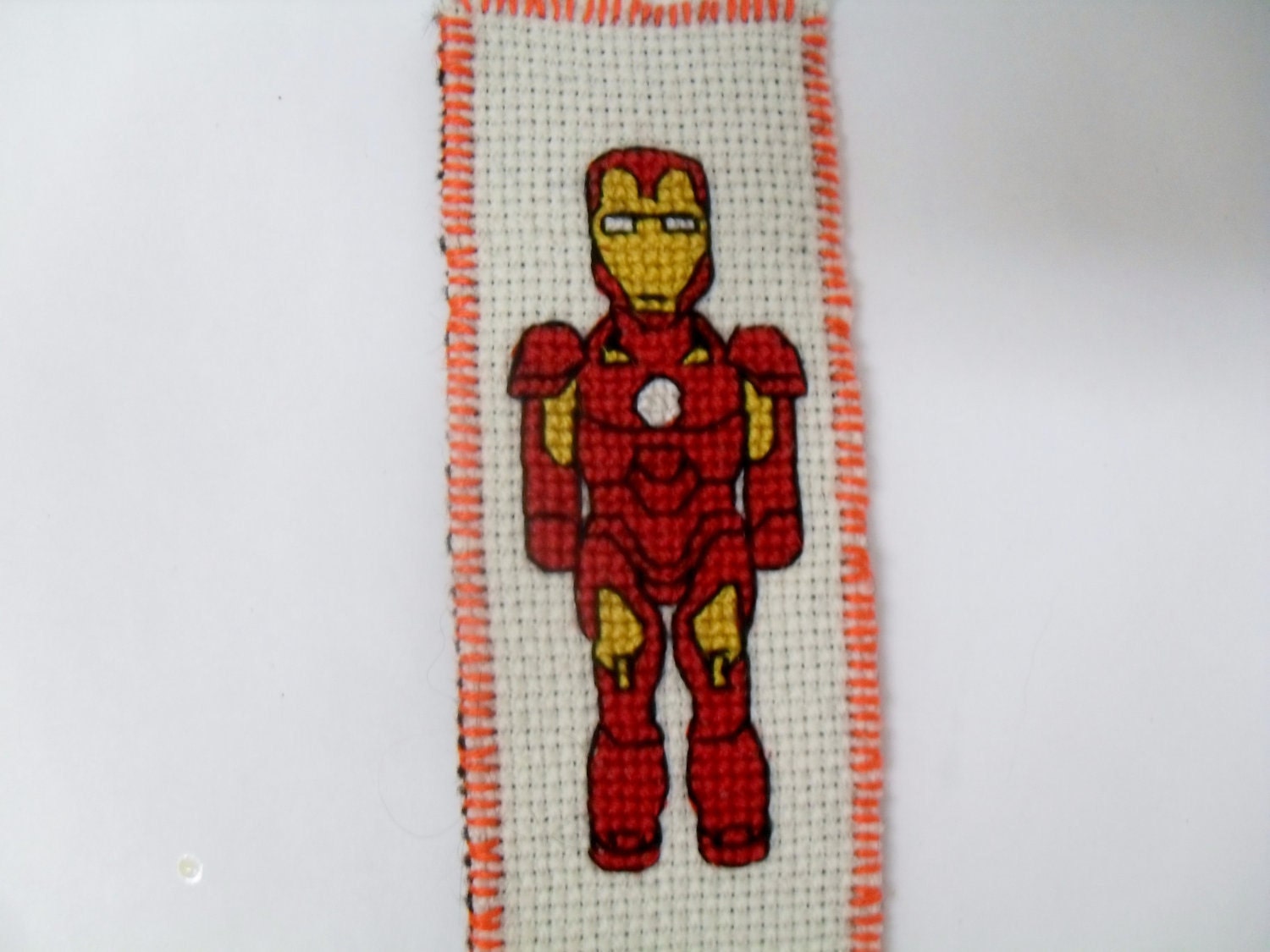 Iron man cross stitch bookmark