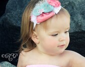Summer Rosette Headband - "Ocean Dreams" Collection - Fabulous Photo Prop - Birthday - Baby Headband - Couture