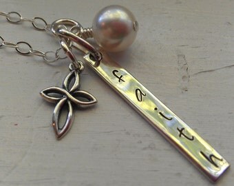 FAITH sterling silver handstamped bar necklace