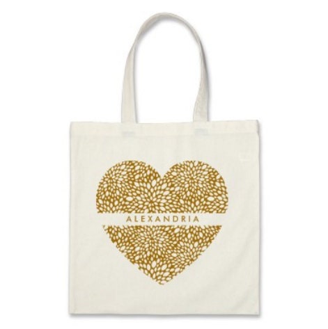 4 Bridesmaids Signature Personalized Heart Totes in Mustard