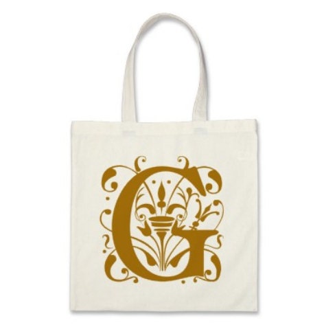 Elegant Monogram Initial Tote in Mustard Wedding - Bridesmaids - Shower or Party Favor