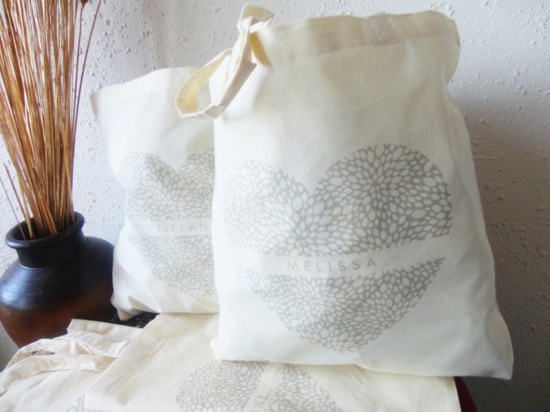 Signature Personalized Heart Tote in Light Gray