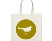 Girl Tote Bag - Pea Green Bird Silhouette Tote Bag - Party Favor Tote Bag