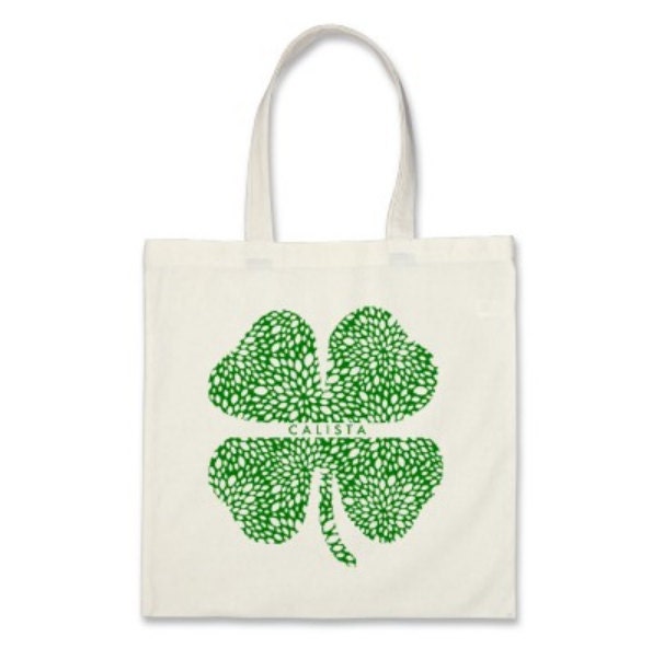 Personalized Tote Bag - Shamrock Signature Personalized Tote Bag or St. Patrick's Day Party Favor in Green