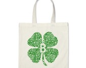 Personalized Tote Bag - Shamrock Signature Personalized Initial Tote Bag or St. Patrick's Day Party Favor in Green