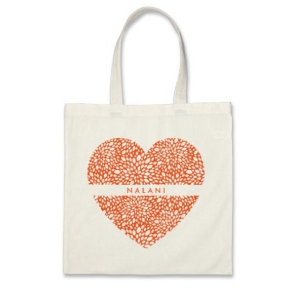 4 Bridesmaids Signature Personalized Heart Totes in Orange