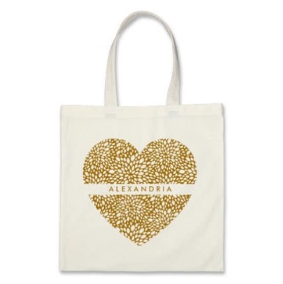 Signature Personalized Heart Tote in Mustard
