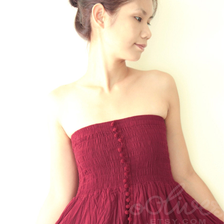 Strapless Ruffle Dress or Maxi Skirt in Red