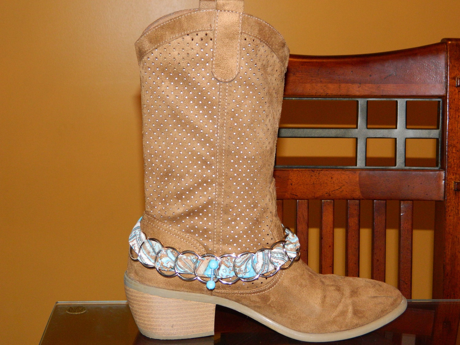 BOOT BLING made from recycled scarf