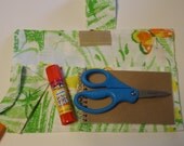 Kids Art Organizer, Girls Travel Art Kit, Crayon roll, green and orange activity bag, butterfly purse, toy bag, ready to ship