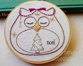 Embroidery Pattern PDF Owl Holiday Christmas Design